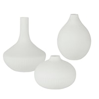 Contemporary Satin White Vases- Set of 3
