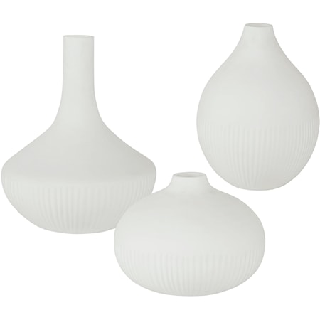 Satin White Vases- Set of 3