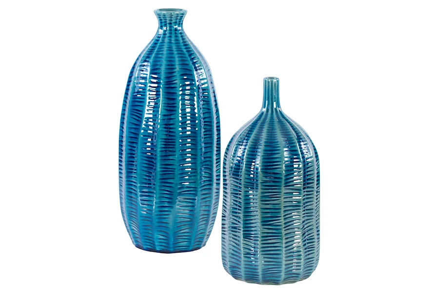 Accessories - Vases and Urns Bixby Blue Vases, S/2 by Uttermost at Jacksonville Furniture Mart