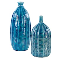 Bixby Blue Vases, Set of 2