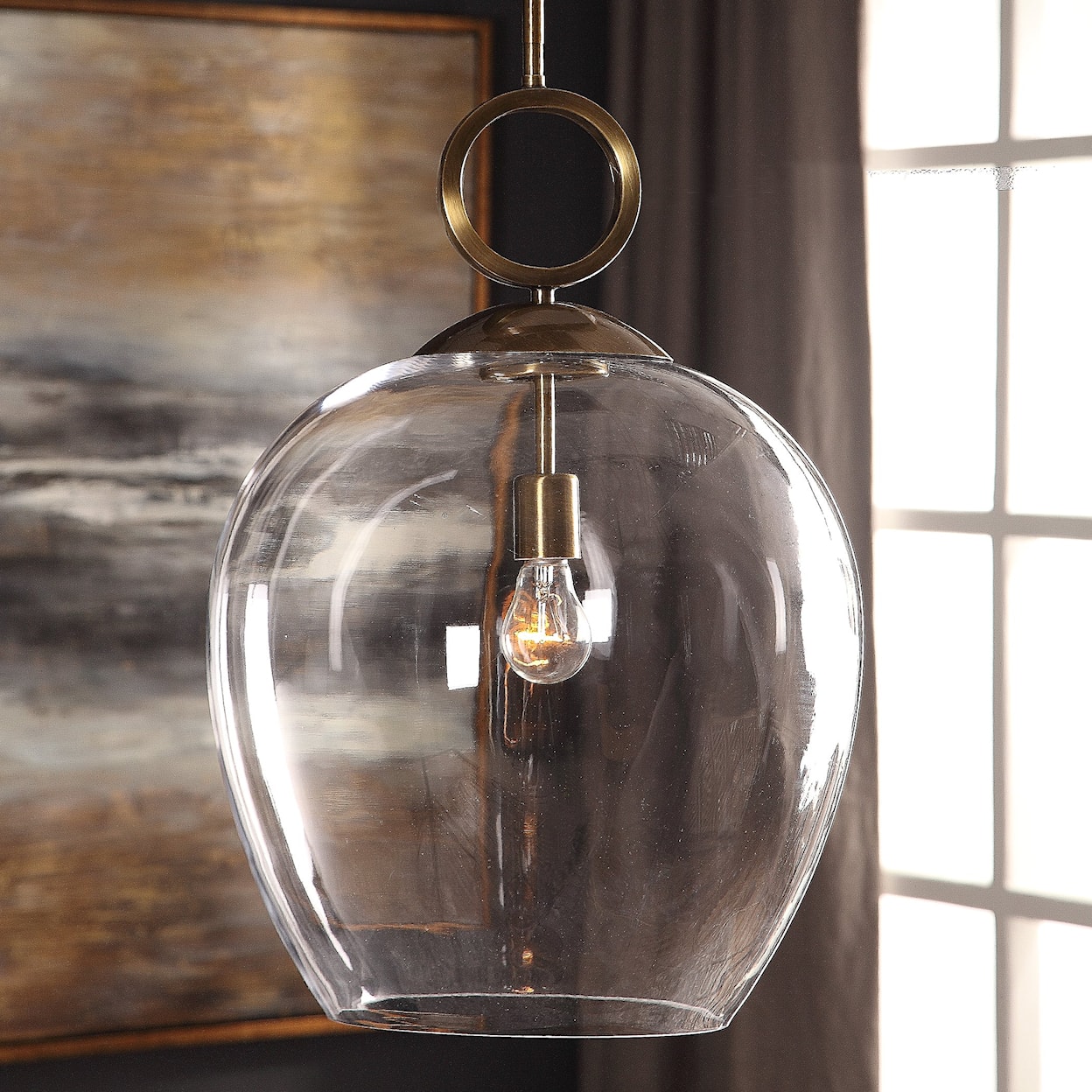 Uttermost Lighting Fixtures - Pendant Lights Calix Large Blown Glass 1 Light Pendant