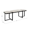 Uttermost Triple Cloud Upholstered Bench with Black Metal Frame