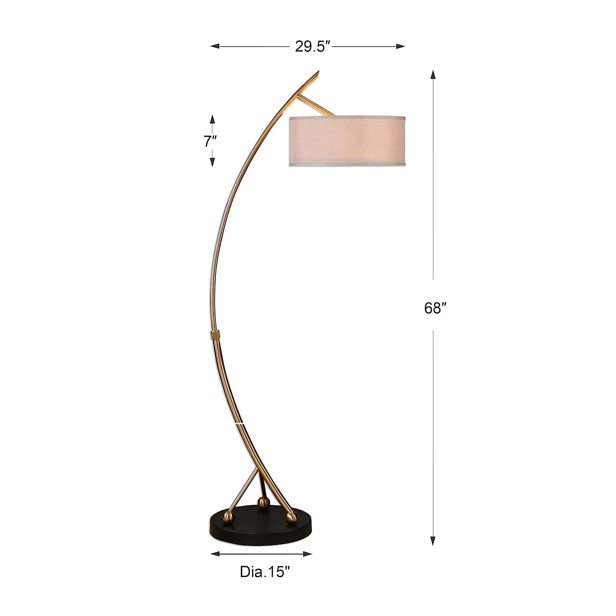 Uttermost Floor Lamps Vardar Curved Brass Floor Lamp