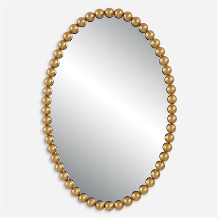 Oval Wall Mirror with Gold Mirror Trim