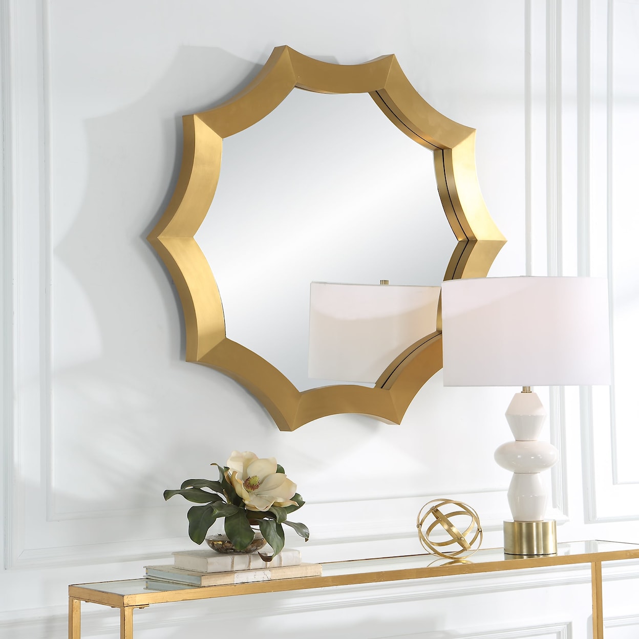 Uttermost Flare Brushed Brass Round Mirror