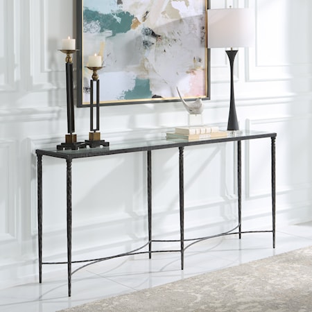 Console Table with Glass Top