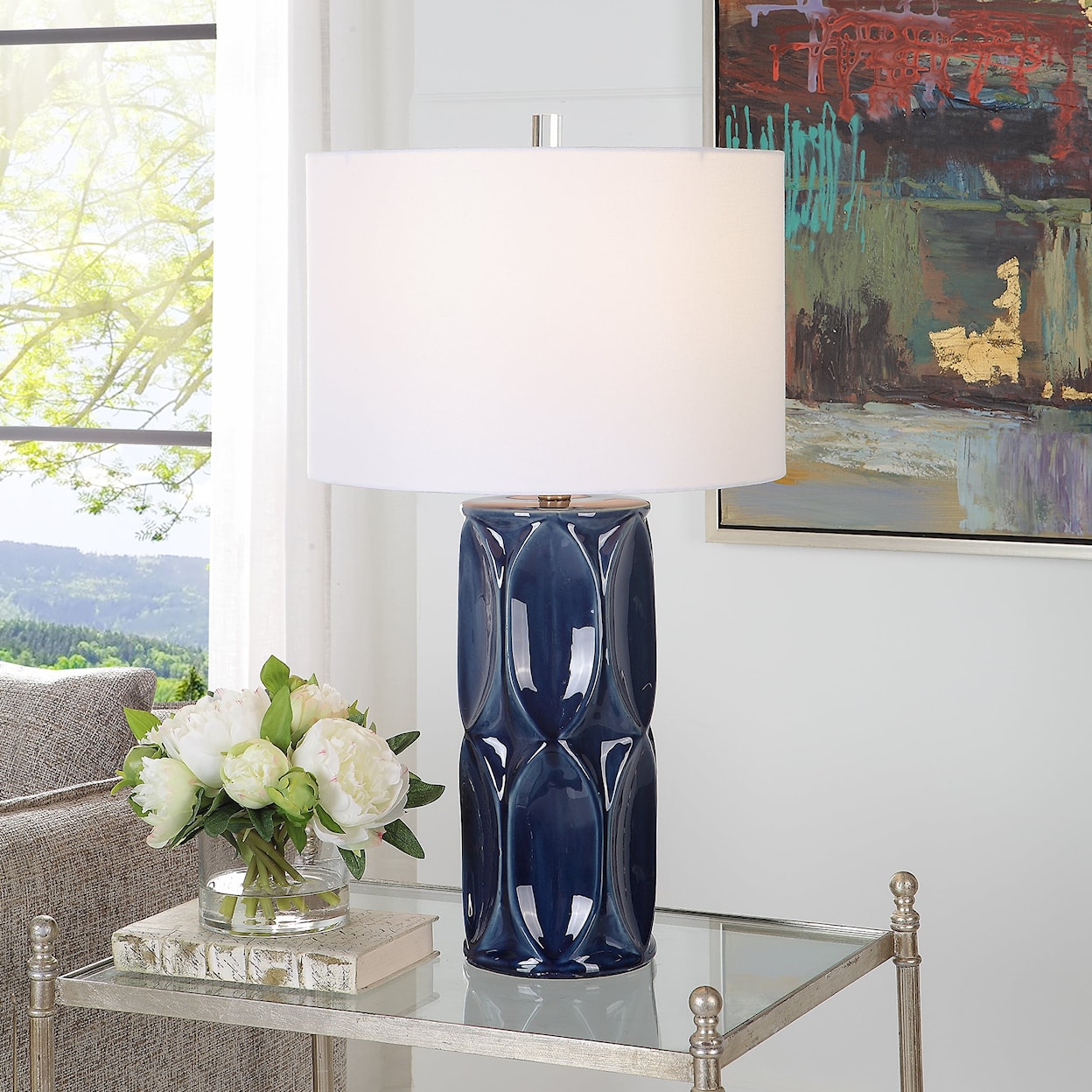 Uttermost Sinclair Ceramic Blue Table Lamp