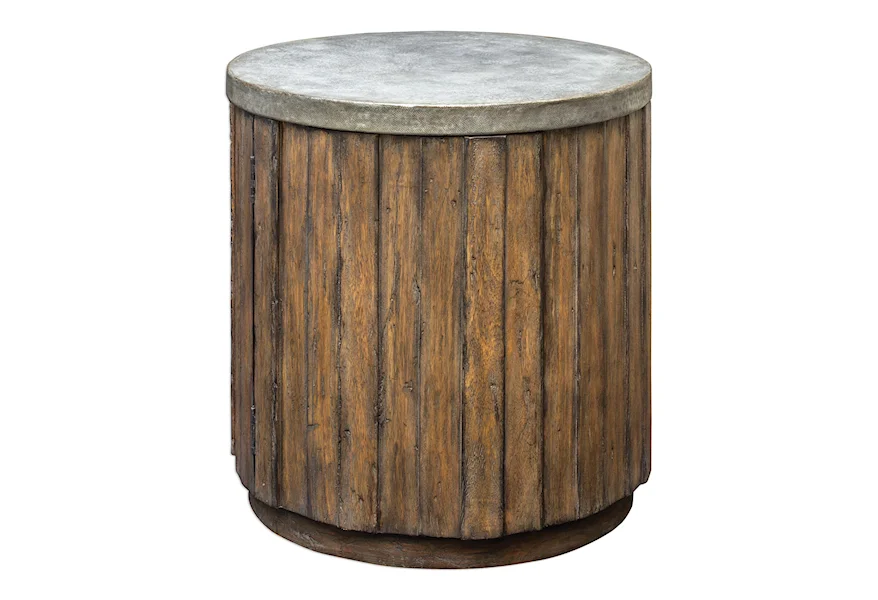 Accent Furniture - Occasional Tables Maxfield Wooden Drum Accent Table by Uttermost at Goffena Furniture & Mattress Center