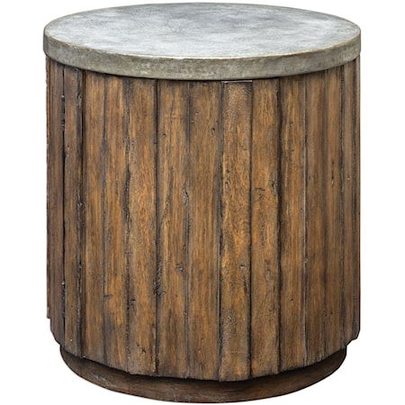 Maxfield Wooden Drum Accent Table