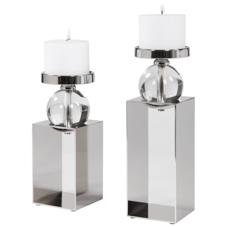 Lucian Nickel Candleholders, Set/2