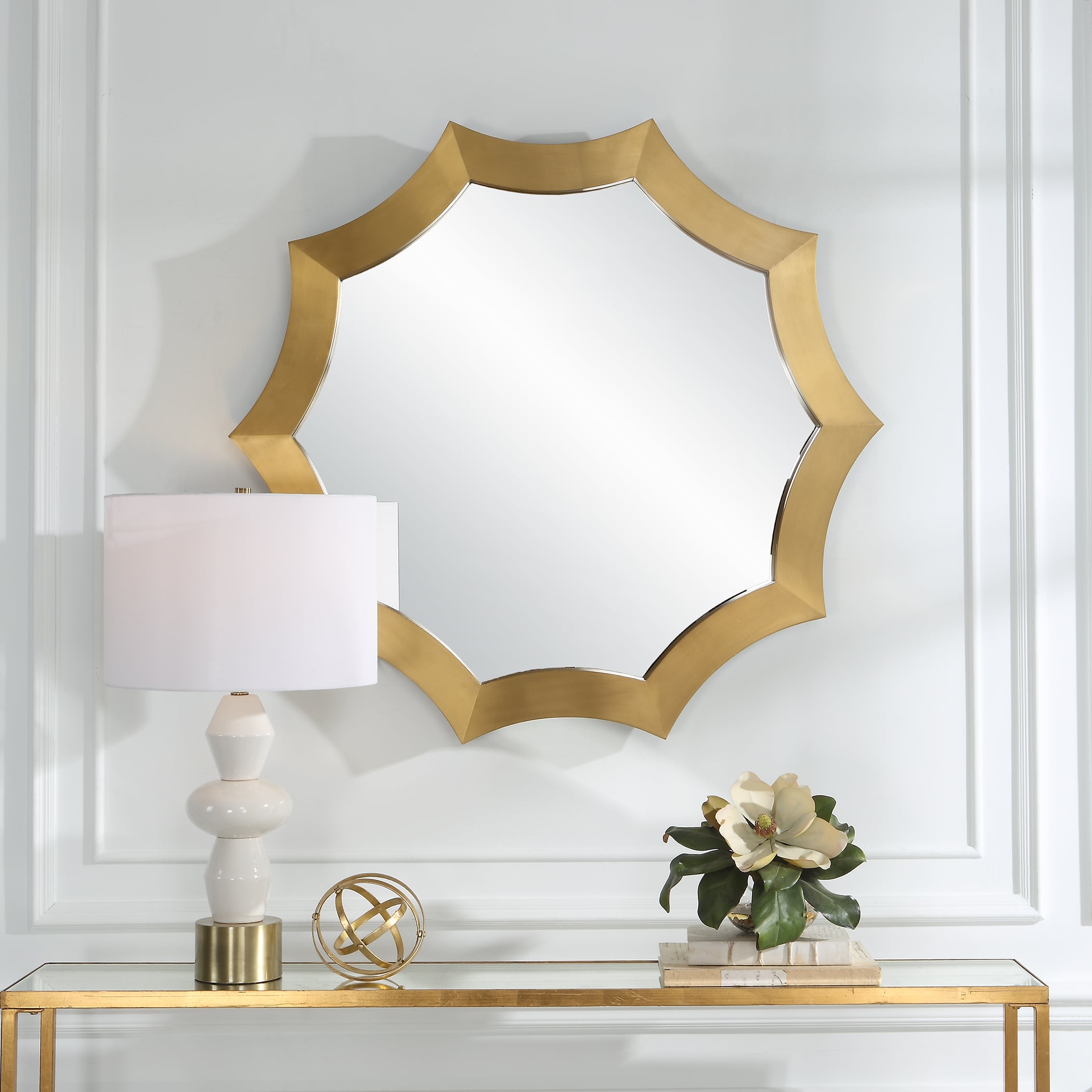 Brushed Brass Round Mirror
