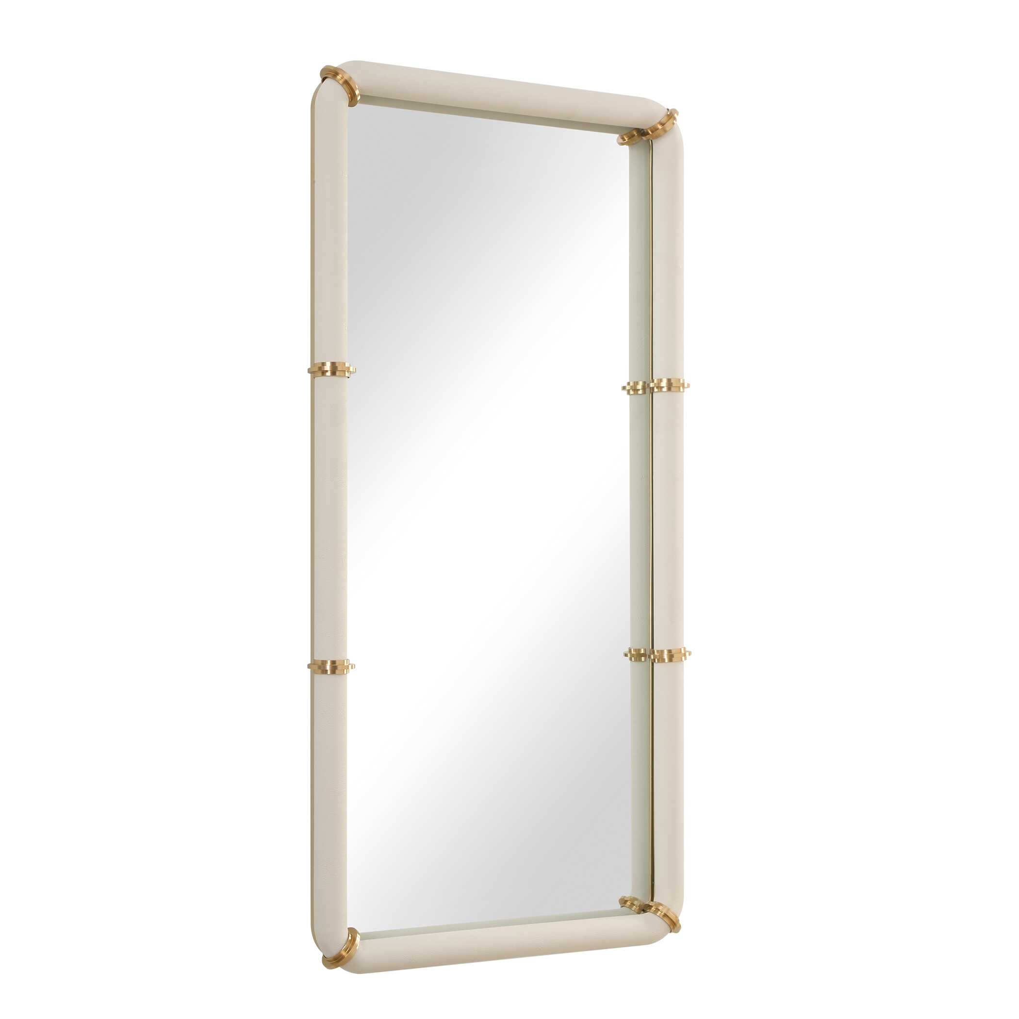 Uttermost Cyprus Cyprus White Leather Mirror