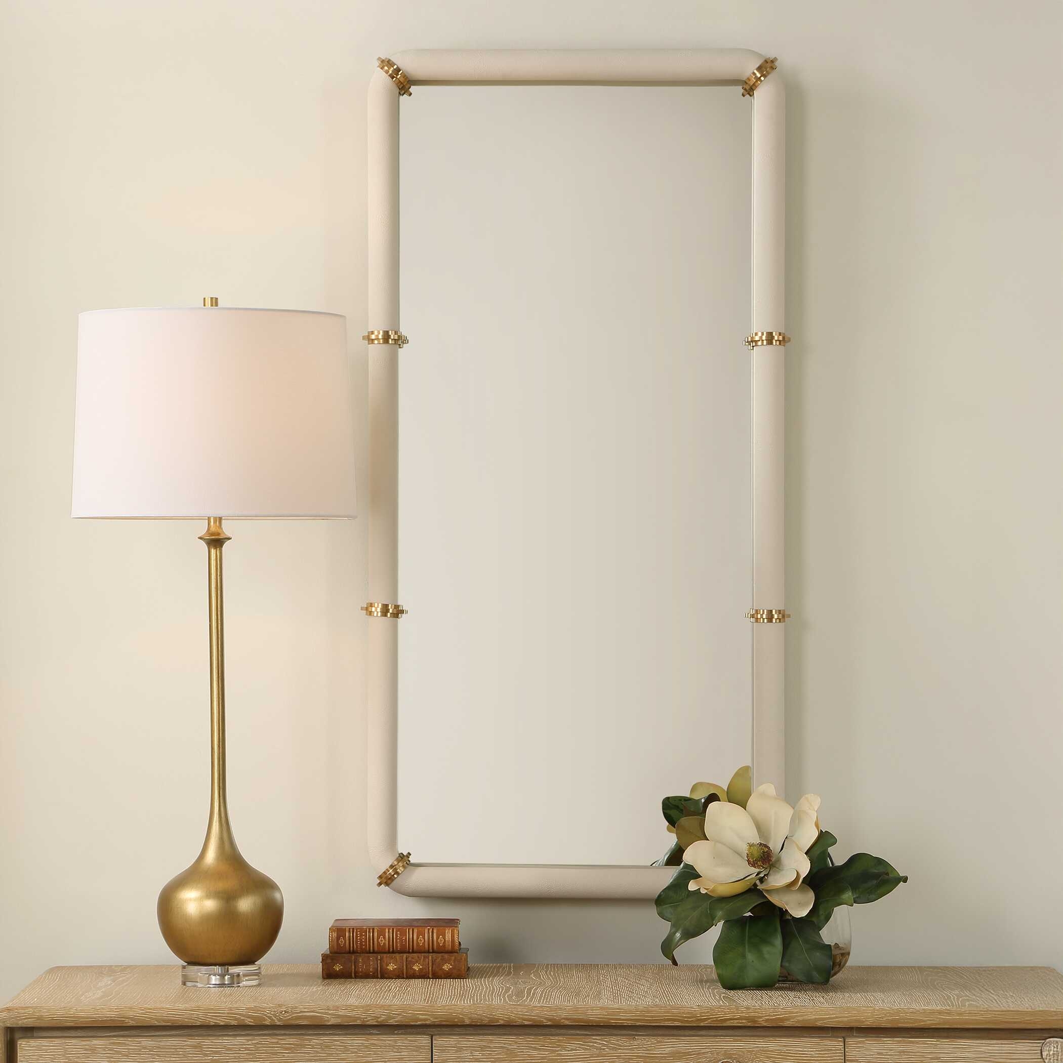 Uttermost Cyprus Cyprus White Leather Mirror