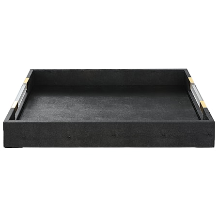 Black Faux Shagreen Tray