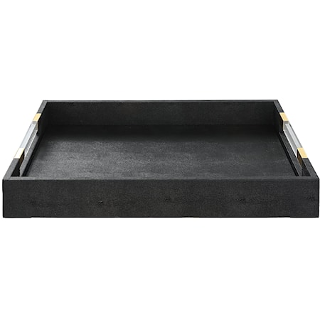 Black Faux Shagreen Tray