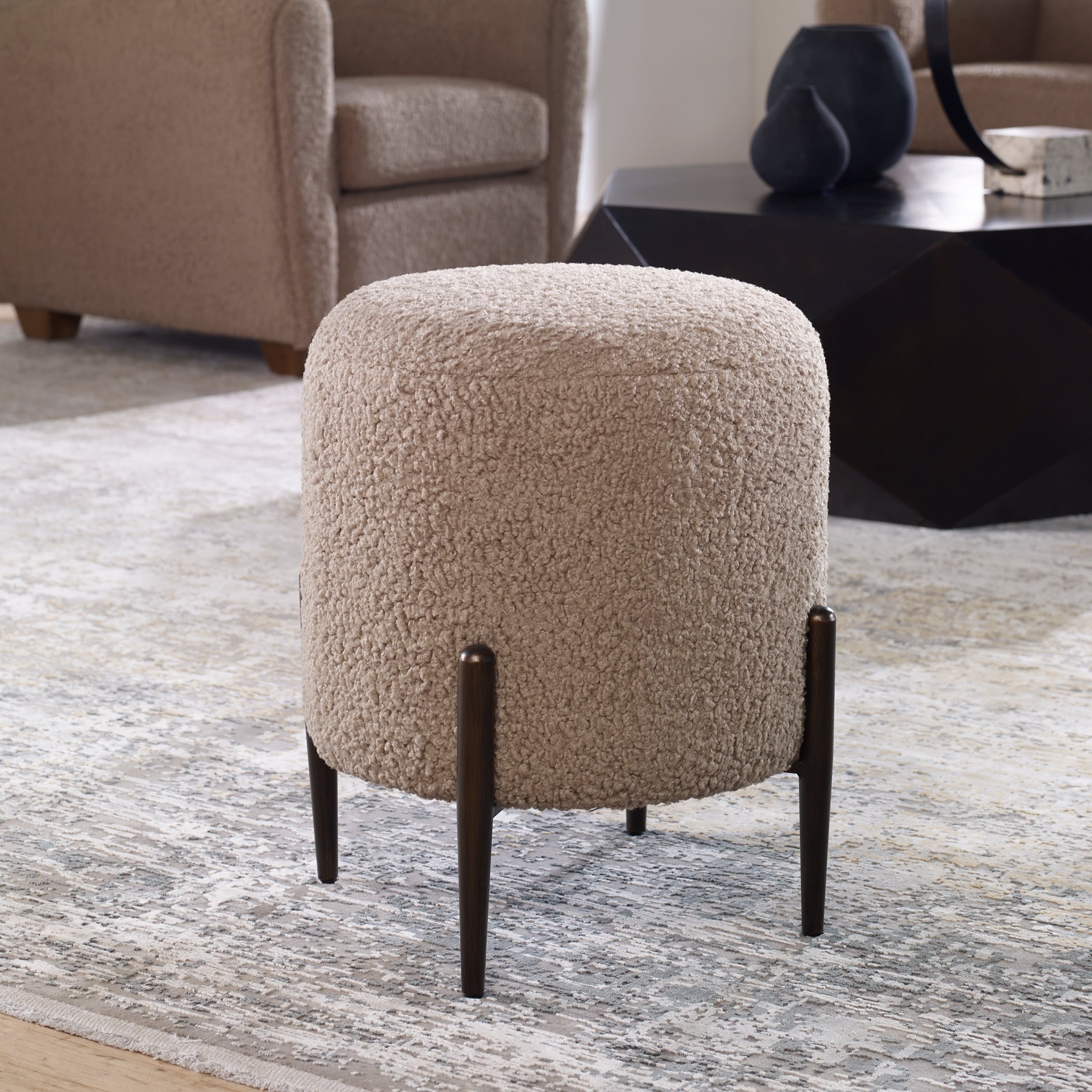 Uttermost Arles Latte Shearling Ottoman