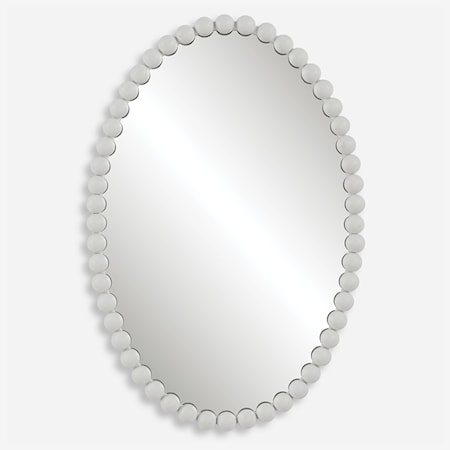 Oval Wall Mirror with White Mirror Trim