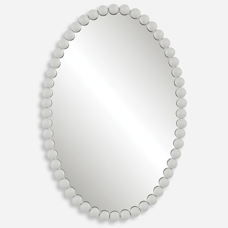 Oval Wall Mirror with White Mirror Trim