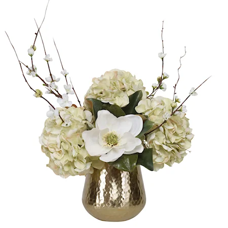 Seabrook Floral Bouquet In Gold Vase