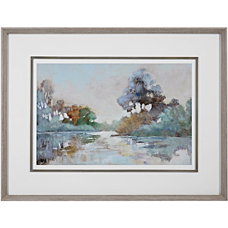 Morning Lake Watercolor Framed Print