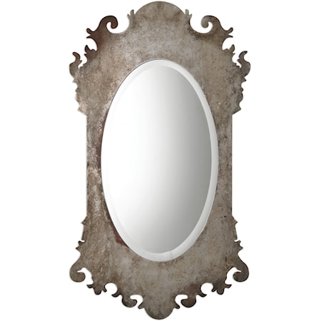 Vitravo Oxidized Silver Oval Mirror