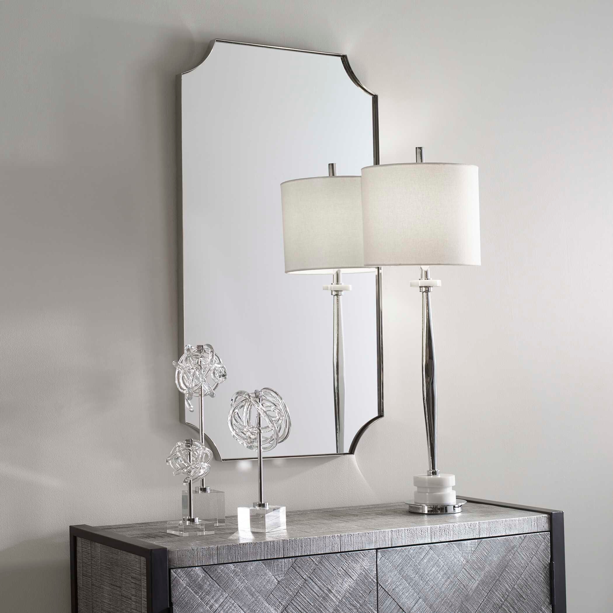 Uttermost Lennox Lennox Nickel Scalloped Corner Mirror