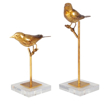 Passerines Bird Sculptures S/2