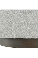 Uttermost Avila Contemporary White Ottoman with Wire Brushed Oak Base