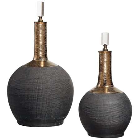 Arnav Matte Black Bottles, S/2