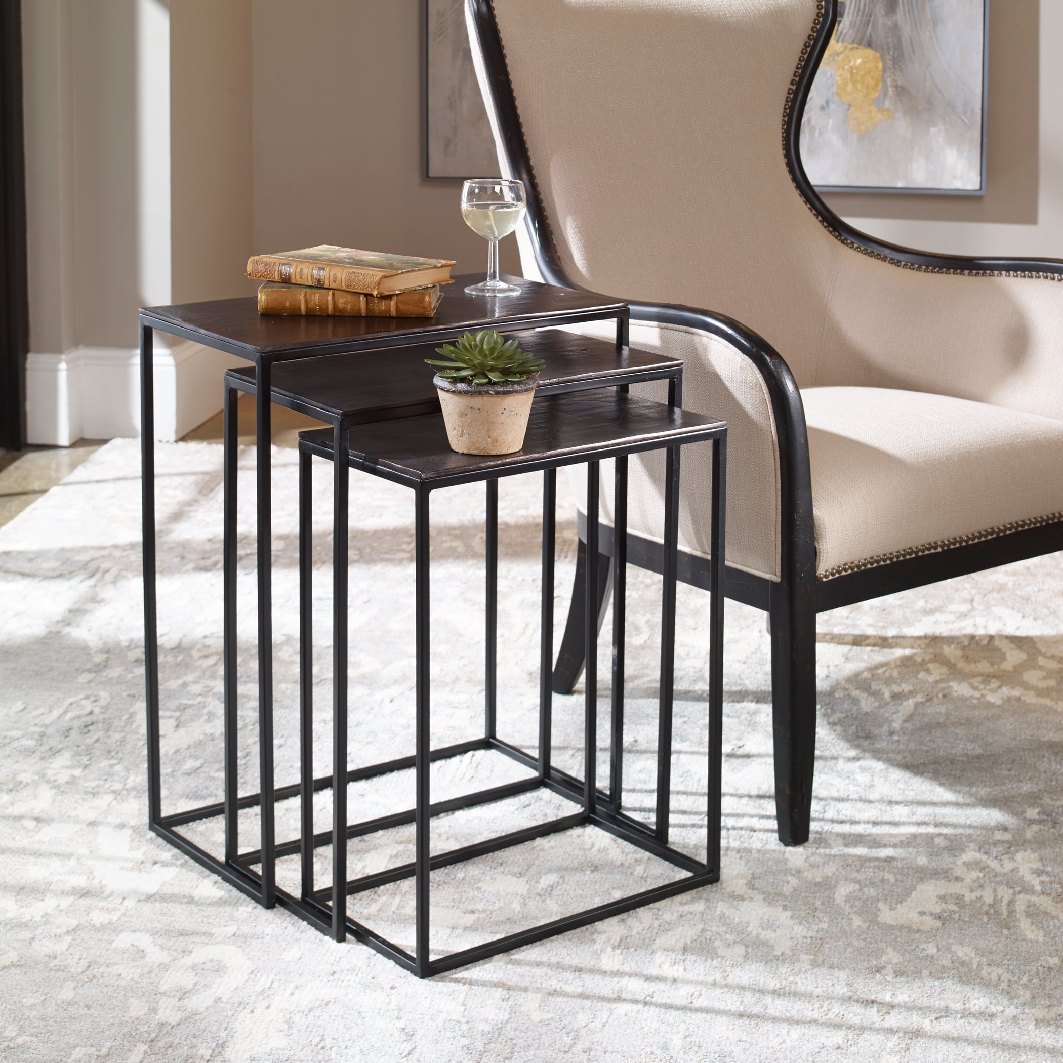 Coreene Iron Nesting Tables S/3
