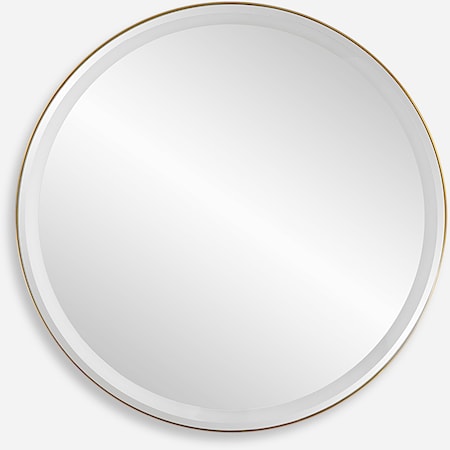 Crofton Lighted Brass Round Mirror