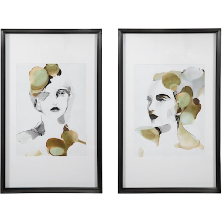 Organic Portrait Framed Prints, S/2