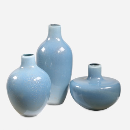 Celestial Frost Blue Vases Set/3