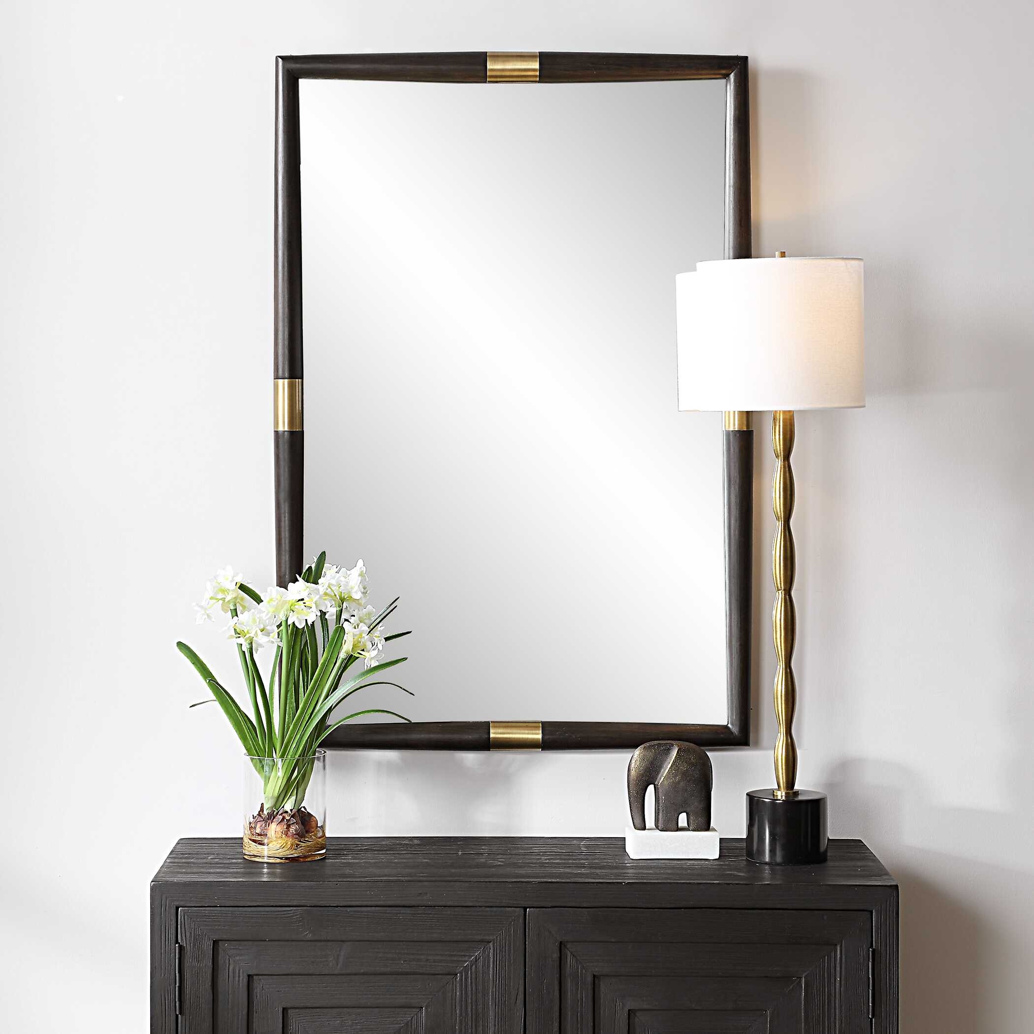 Uttermost Larkin Larkin Dark Wood & Brass Mirror