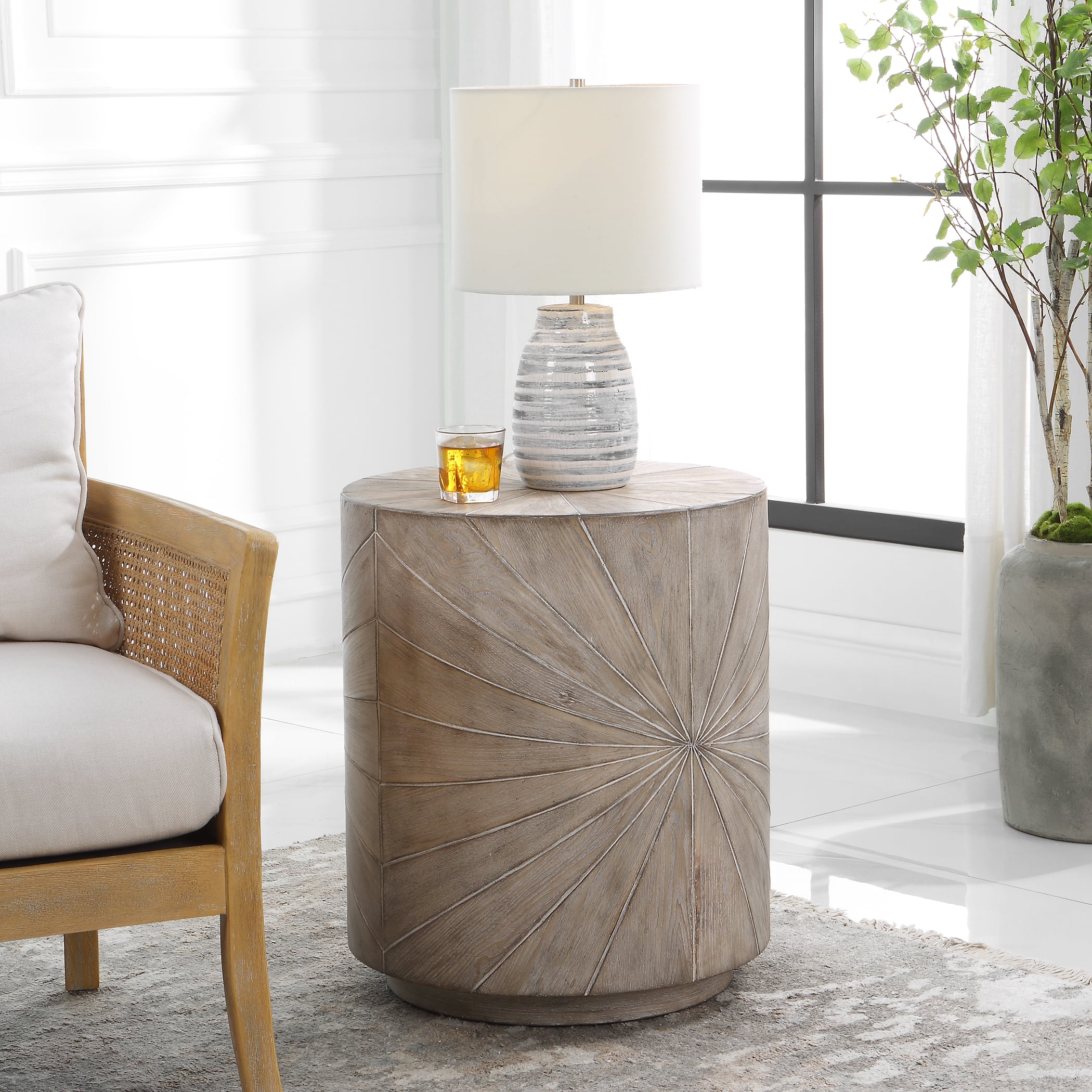 Uttermost Starshine Fir Wood Veneer Side Table
