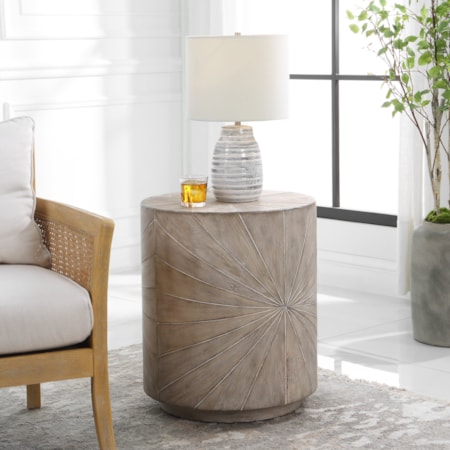 Fir Wood Veneer Side Table