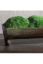 Uttermost Canal Small Moss Centerpiece with Aluminum Footed Tray