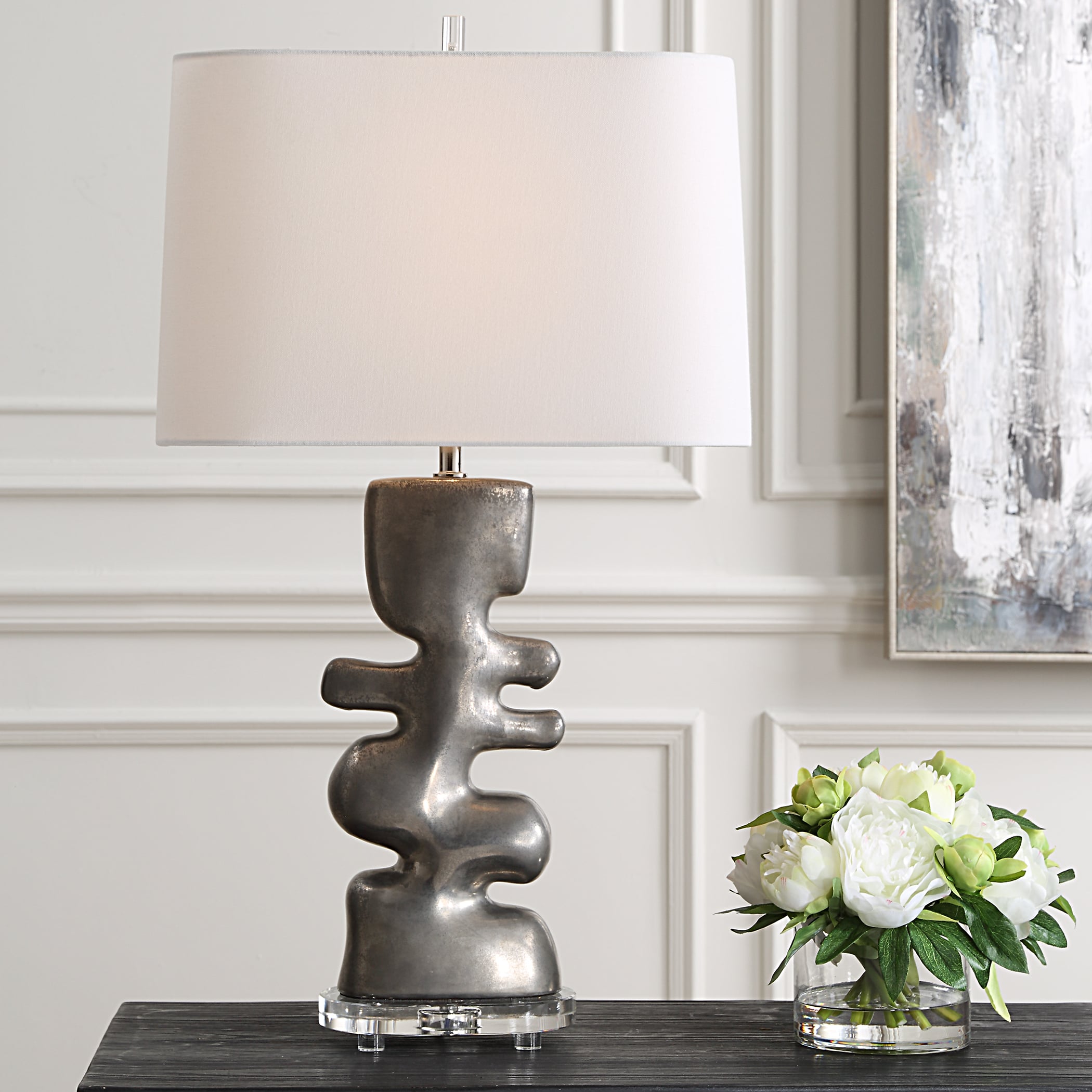 Free Flowing Nickel Table Lamp