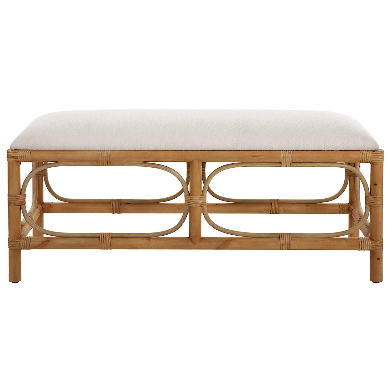 Uttermost Laguna Laguna White Fabric Rattan Bench