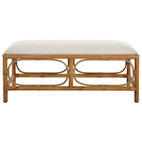 Laguna White Fabric Rattan Bench