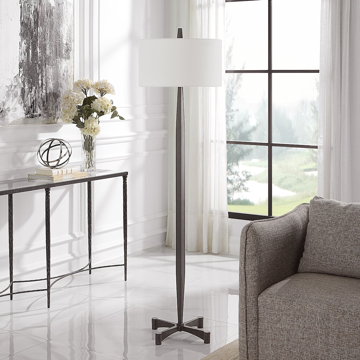 Uttermost Counteract Rust Metal Floor Lamp with Tapered Base
