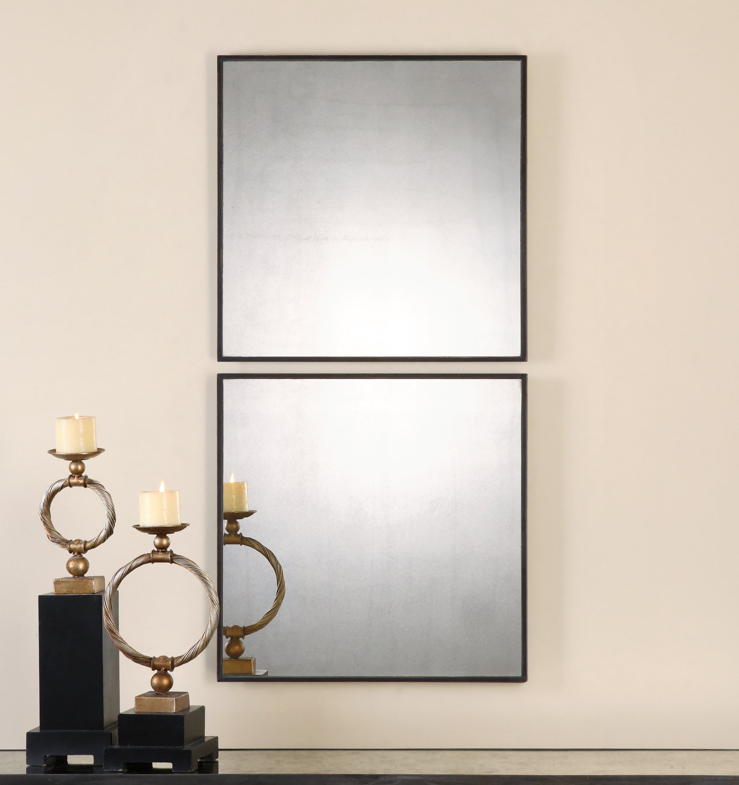 Uttermost Mirrors Matty Antiqued Square Mirrors, S/2
