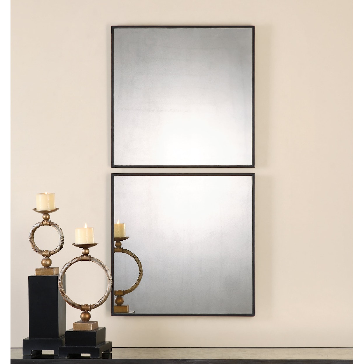 Uttermost Mirrors Matty Antiqued Square Mirrors, S/2