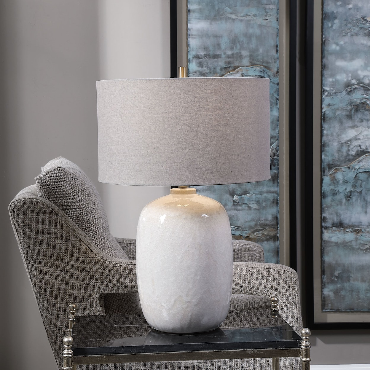 Uttermost Table Lamps Winterscape White Glaze Table Lamp