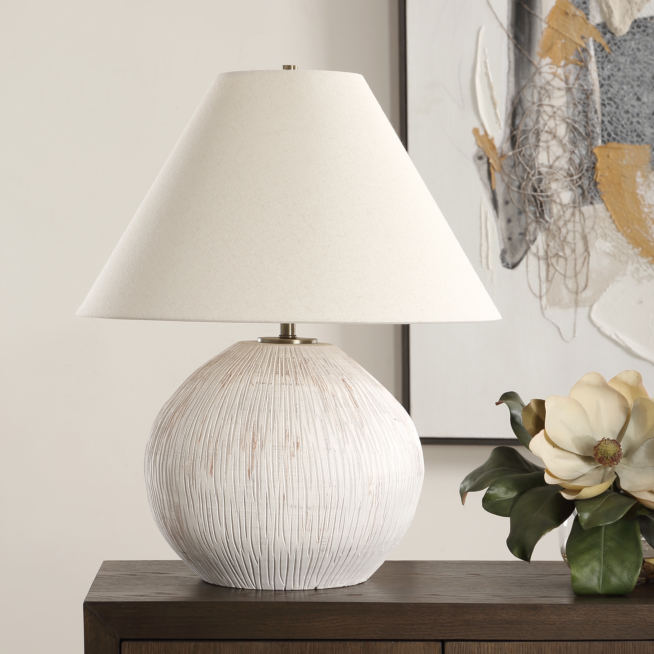 Meryl Aged White Table Lamp