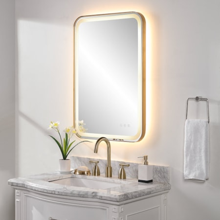 Crofton Lighted Brass Vanity Mirror