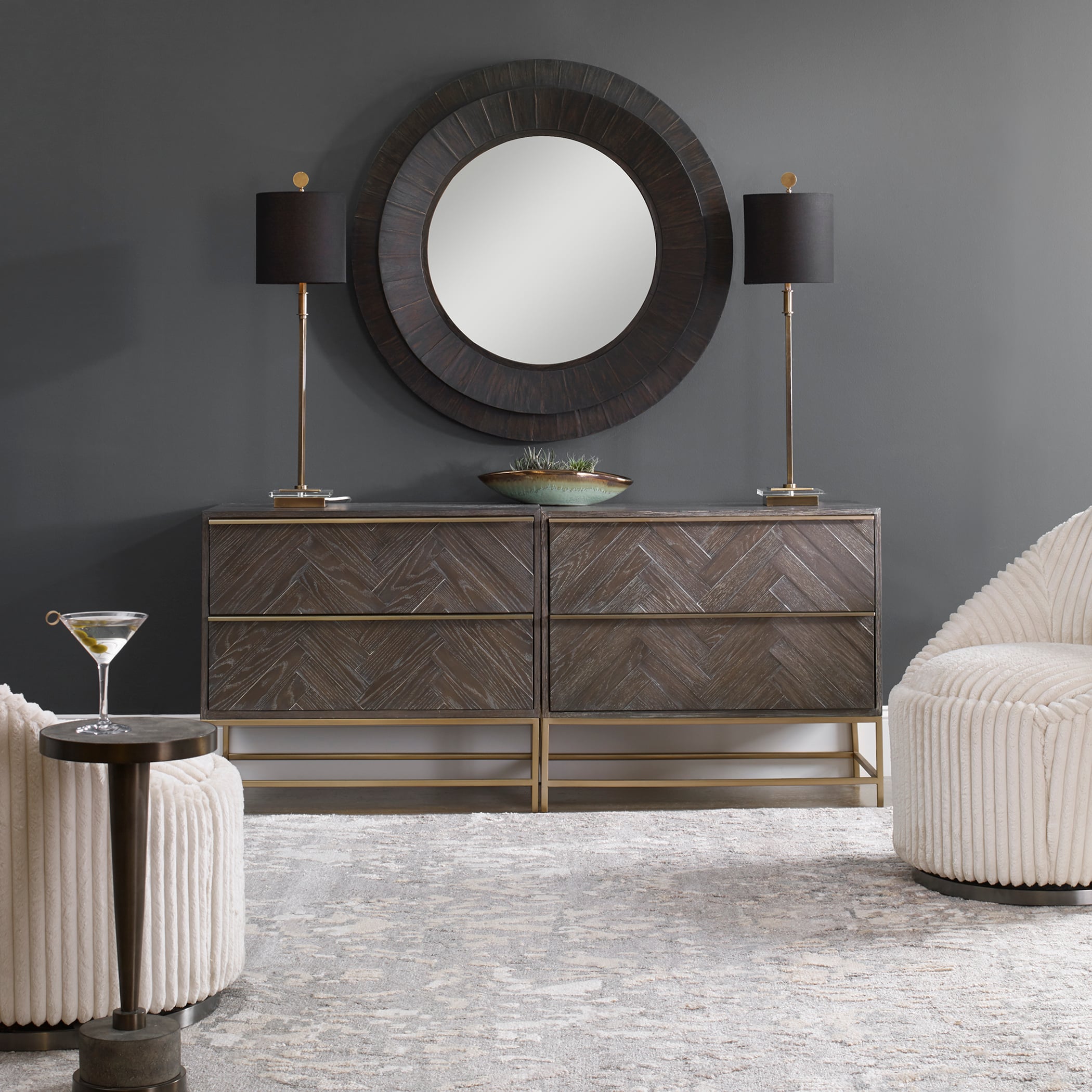 Volante Antique Brass Table Lamp