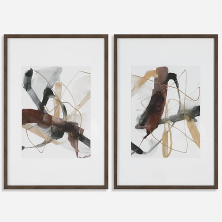 Burgundy Interjection Abstract Prints Set/2