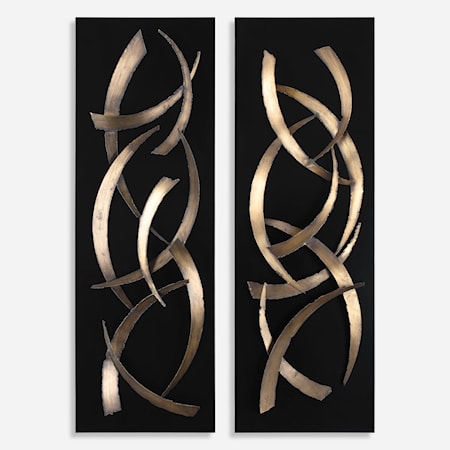 Brushstrokes Metal Wall Art, S/2