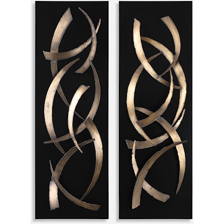 Brushstrokes Metal Wall Art, S/2